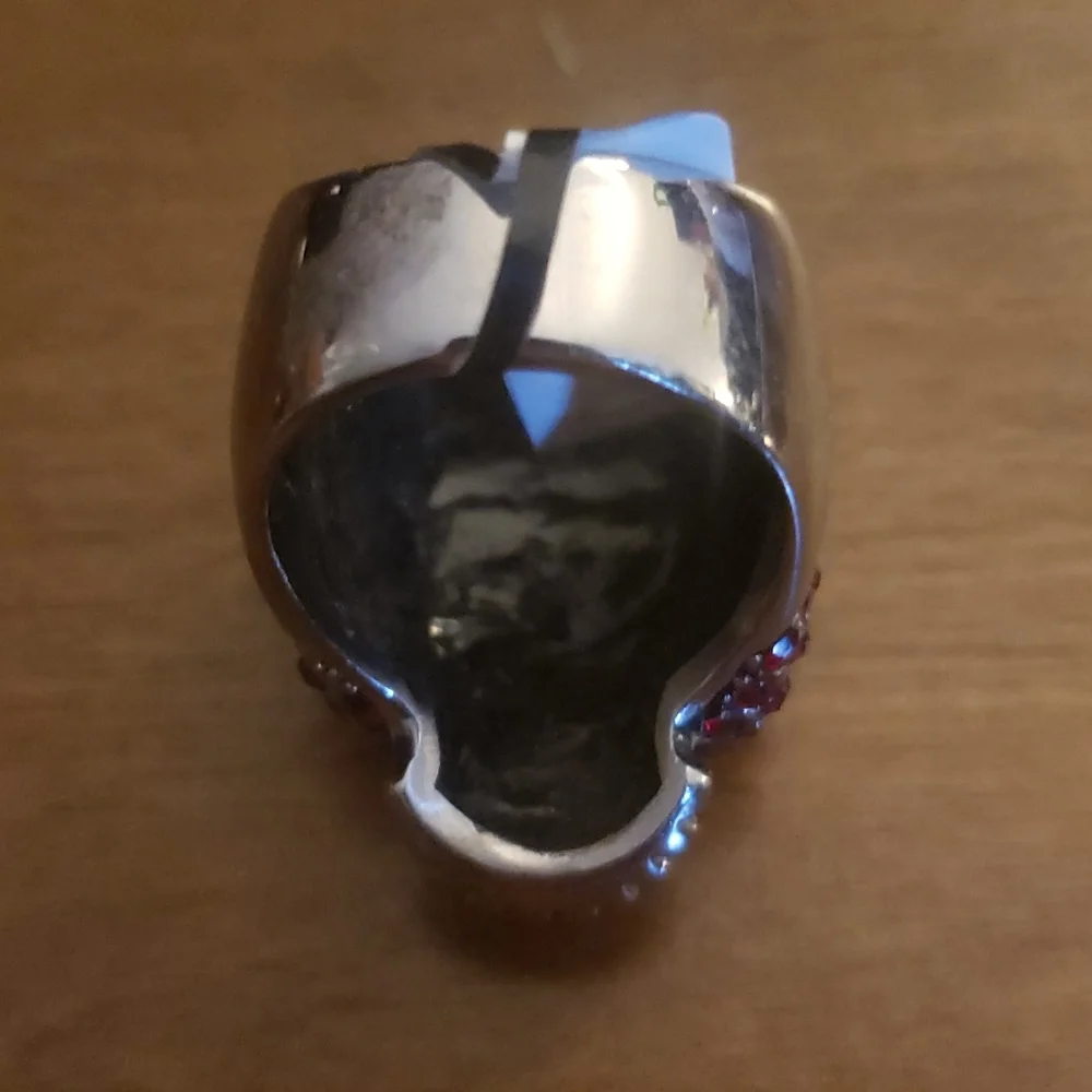 Ruby Crystal Skull Ring - Picture 2 of 2